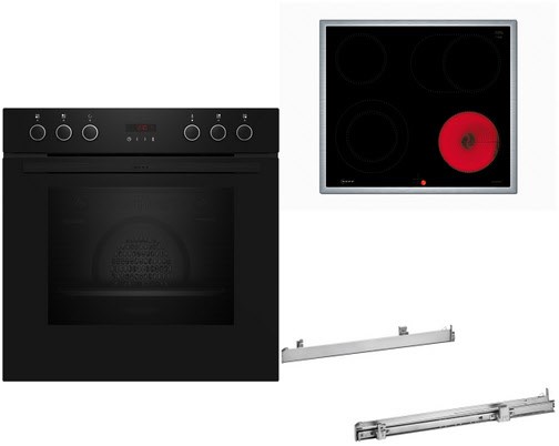 HMK220P Herdset bestehend aus E2CCG6AK3+M16SRF0M0+2xZ11TI15X0 schwarz + edelstahl / A+ von NEFF