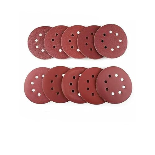 NEFLUM 10 Blatt 5 Zoll 125 Mm Rotes Schleifpapierscheiben -Sandpapier 60 Bis 2000 Sortierte Körnchen -Hakenschleife 8 Loch Schleifpolierwerkzeuge,320 von NEFLUM