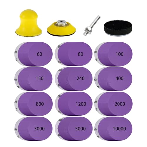 NEFLUM 124pcs 3 Zoll Nass Trockenes Lila Sandpapierkit Mit Polierpolstern Und Grenzflächenkissen Für Mühle Rotationswerkzeuge Und Holzschleife,60 NEFLUM 124pcs 3 Zoll Nass Trockenes Lila Sandpapierkit Mit Polierpolstern Und Grenzflächenkissen Für Mühle Rotationswerkzeuge Und Holzschleife,60 von NEFLUM
