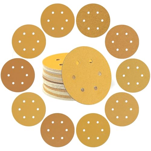 NEFLUM 50 PCs 6 Zoll 6 Loch Hakenschleife Schleifscheibe Für Da-Schleifer, Schleiffahrzeug, Holzbearbeitungsholz, Metall (80-400 GRITS),400 von NEFLUM