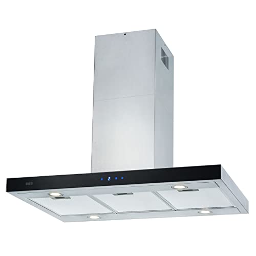 NEG Dunstabzugshaube NEG36-AT (Abluft/Umluft) 90cm Edelstahl Insel-Haube mit LED-Beleuchtung und Nachlauffunktion von NEG