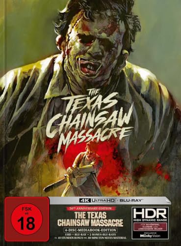 The Texas Chainsaw Massacre - 4K UHD Exklusiv Uncut Mediabook + 3x Blu-ray (HDR und Dolby Vision + Dolby Atmos und Auro 13.1) Timo Wuerz Artwork - 4 Disc von NEIN