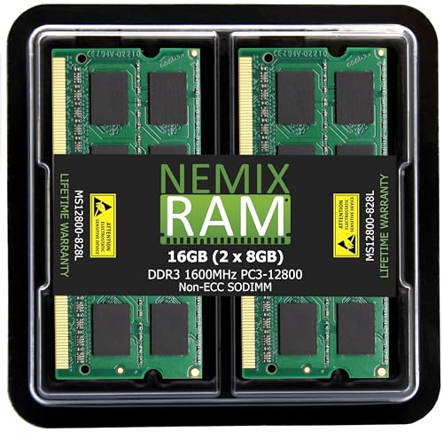NEMIX RAM 16 GB (2 x 8 GB) DDR3 1600 MHz PC3-12800 SODIMM KIT kompatibler Ersatz RAM für Synology Rackstation RS1219+ RS818RP+ RS818+ Diskstation DS1817+ DS1517+ RAM1600DDR3L-8GBX2 NAS-Speicher von NEMIX RAM