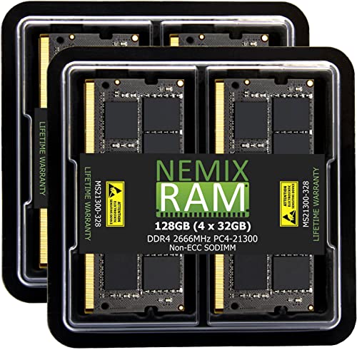 NEMIX RAM Kompatibel mit 128 GB (4 x 32 GB) DDR4 2666 MHz PC4-21300 SODIMM Speicher-Upgrade für Apple iMac Mid 2020 (iMac 20.1 / 20.2) / Mitte 2019 (iMac19.1) 27 Zoll mit Retina 5K von NEMIX RAM