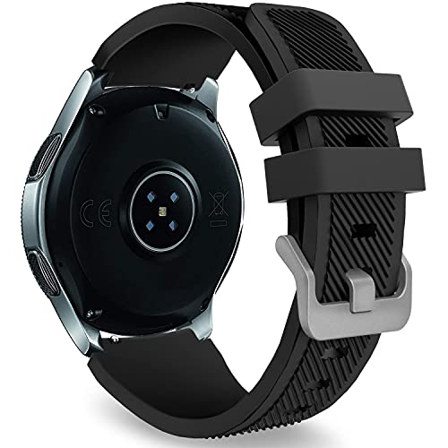 Armband Kompatibel mit Samsung Galaxy Watch 46mm/Gear S3 Frontier Silikon Armbänder 22mm Sport Uhrenarmband Wasserfest Ersatz Uhrband für Galaxy Watch 3 45mm für Herren-Schwarz von NEMUALL