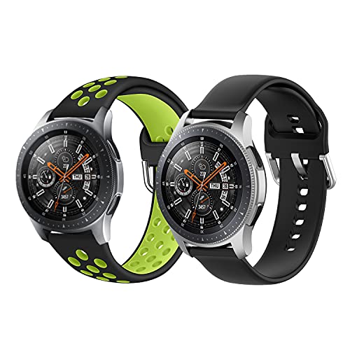 Armband für Galaxy Watch 3 45mm, 22mm Weich Silikon Sport Uhrenarmband Breathable Wristband Ersatzband für Galaxy Watch 46mm/Huawei Watch GT/GT2 46mm/GT2 Pro/3/3 Pro Armbänder-Schwarz/Grün von NEMUALL