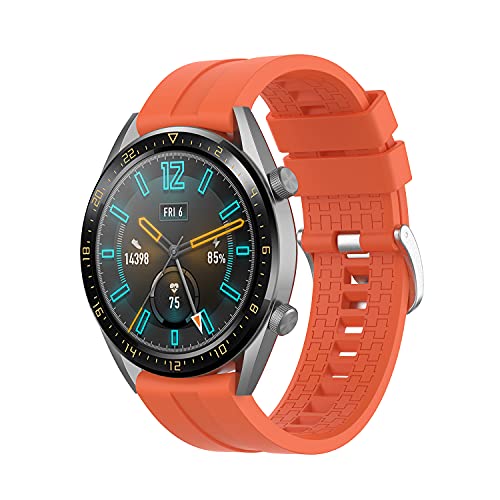 Kompatibel mit Huawei Watch GT3 Pro/GT2 46mm/GT2 Pro/GT 2e/3/3 Pro/Honor Magic Watch 2 46mm Armband Silikon Uhrenarmband Wasserdicht Sport Armbänder Ersatzband Uhrband für Herren/Damen-Orange von NEMUALL