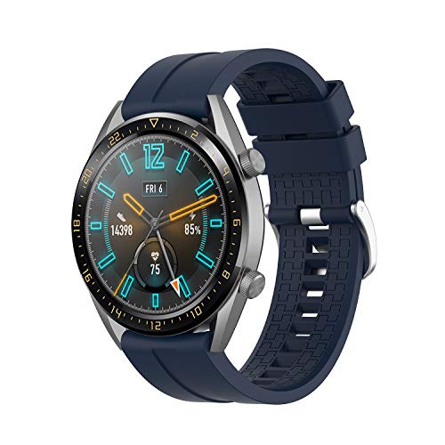 Kompatibel mit Huawei Watch GT3 Pro/GT2 46mm/GT2 Pro/GT 2e/3 Pro/Honor Magic Watch 2 46mm Armband Silikon Uhrenarmband Wasserdicht Sport Armbänder Ersatzband Uhrband für Herren/Damen-Dunkelblau von NEMUALL