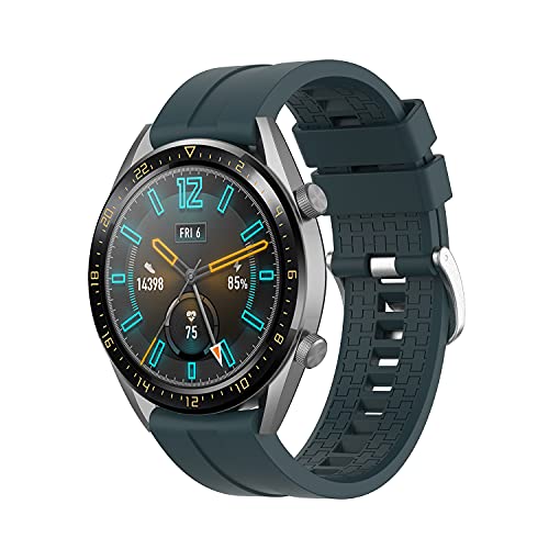 Kompatibel mit Huawei Watch GT3 Pro/GT2 46mm/GT2 Pro/GT 2e/3 Pro/Honor Magic Watch 2 46mm Armband Silikon Uhrenarmband Wasserdicht Sport Armbänder Ersatzband Uhrband für Herren/Damen-Dunkelgrün von NEMUALL