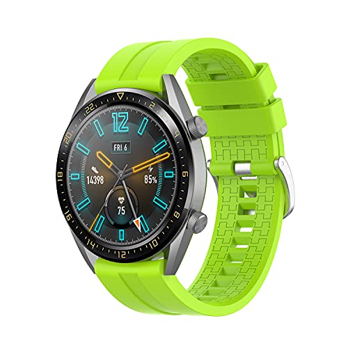 Kompatibel mit Huawei Watch GT3 Pro/GT2 46mm/GT2 Pro/GT 2e/GT Active/3/3 Pro/Honor Magic Watch 2 46mm Armband Silikon Uhrenarmband Wasserdicht Sport Armbänder Ersatzband-Limonengrün von NEMUALL