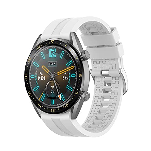 Kompatibel mit Huawei Watch GT3 Pro/GT2 46mm/GT2 Pro/GT 2e/GT Active/3/3 Pro/Honor Magic Watch 2 46mm Armband Silikon Uhrenarmband Wasserdicht Sport Armbänder Ersatzband-Weiß von NEMUALL