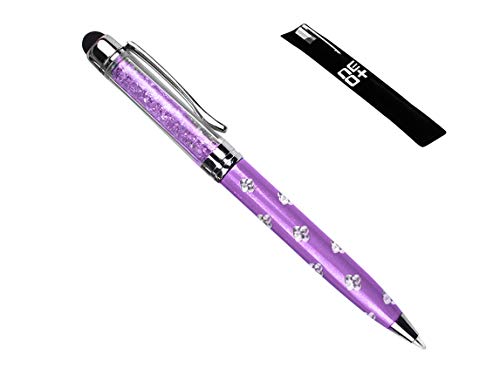 2-in-1-Kapazitive Touchscreen-Eingabestift und Kugelschreiber mit Swarovski-Kristallen, mit 2 Nachfüllern violett von NEO+