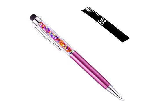 Hochwertiger kapazitiver 2-in-1-Touchscreen-Stift und Kugelschreiber mit Kristallen. Stift Beutel und Stift Nachfüllung enthalten (Fuchsie Regenbogen) von NEO+