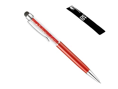 Hochwertiger kapazitiver 2-in-1-Touchscreen-Stift und Kugelschreiber mit Kristallen. Stift beutel und Stift Nachfüllung enthalten (ROT) von NEO+
