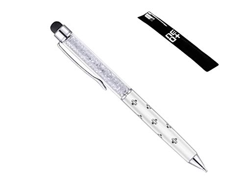 QUALITÄT 2-in-1 Kapazitiver Touchscreen-Stylus und Kugelschreiber mit Swarovski-Kristallen. FREIE NACHFÜLLUNG (WEISS) von NEO+