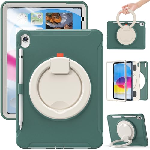 NEOMIXX Schutzhülle für iPad (A16) 11. / 10. Generation 10,9 Zoll 2025/2022, stoßfeste Schutzhülle für Kinder, mit Displayschutzfolie, 360° drehbarer Ständer, Stifthalter, Tragegurt, Smaragdgrün von NEOMIXX