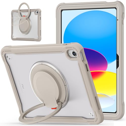 Schutzhülle für iPad (A16) 11. / 10. Generation 10,9 Zoll 2025/2022, stoßfeste Schutzhülle für Kinder, mit 360° drehbarem Ständer, Stifthalter, Tragegurt, (Frosted Texture (Khaki)) von NEOMIXX