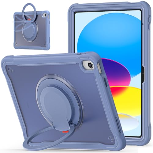 Schutzhülle für iPad (A16) 11. / 10. Generation 10,9 Zoll 2025/2022, stoßfeste Schutzhülle für Kinder, mit 360° drehbarem Ständer, Stifthalter, Tragegurt, (Frosted Texture (Lavendelgrau)) von NEOMIXX