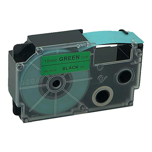 Kompatibel mit Casio EZ-Label Tape 18 mm schwarz auf grün XR-18GN1 Label IT! von NEOUZA