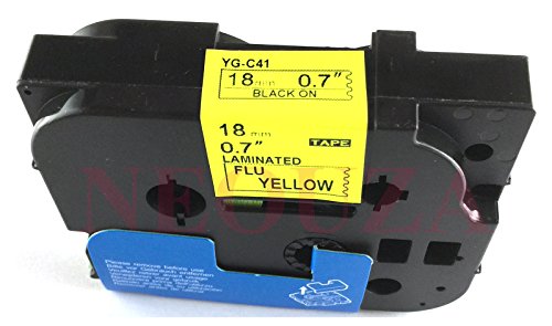 NEOUZA Compatible for Brother P-touch TZe Tz Black on Fluorescent Yellow label tape 6mm 9mm 12mm 18mm 24mm 36mm all size(TZe-C41 18mm) von NEOUZA