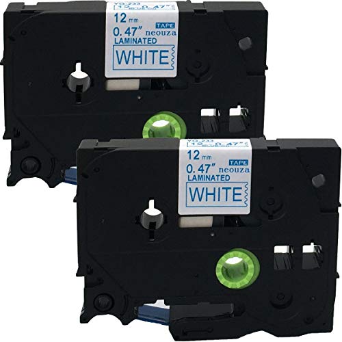 NEOUZA TZ-233 TZe-233 Schriftbandkassette für Brother P-Touch, laminiert, 12 mm x 8 m, Blau auf Weiß, 2 Stück von NEOUZA