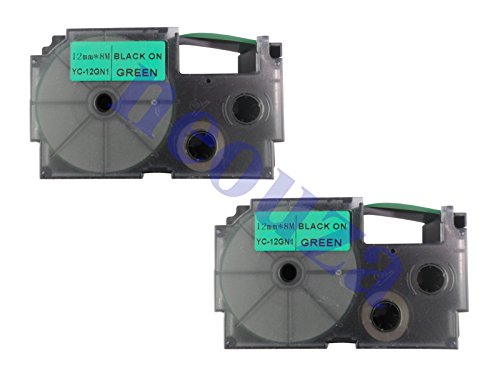 neouza 2 Stück kompatibel für Casio ez-label Klebeband, 12 mm x 8 m 1/5,1 cm X 26 'Label IT. XR-12GN2S Black on Green von NEOUZA