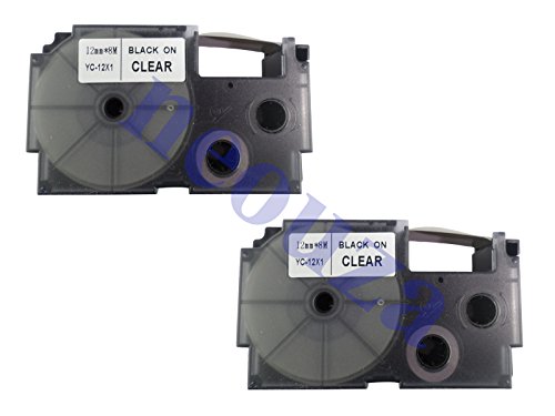 neouza 2 Stück kompatibel für Casio ez-label Klebeband, 12 mm x 8 m 1/5,1 cm X 26 'Label IT. XR-12X2S Black on Clear von NEOUZA