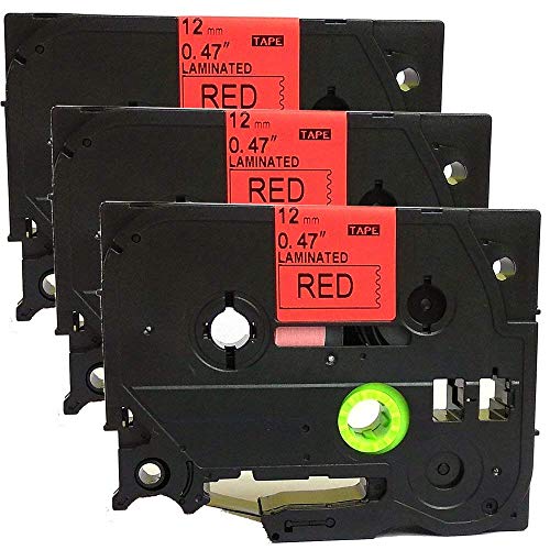 neouza 3pk kompatibel für Brother P-Touch laminiert TZe TZ Label Tape Cartridge, 12 mm x 8 m TZe-431 Black on Red von NEOUZA
