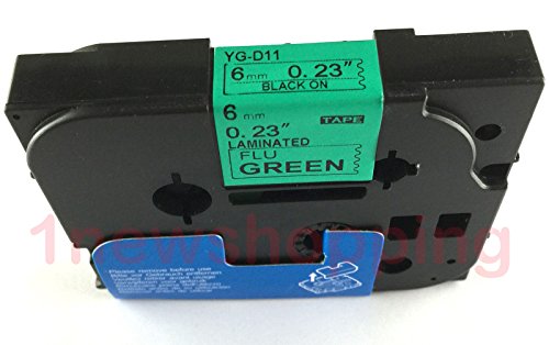 neouza kompatibel für Brother P-Touch laminiert Label Tape 1/10,2 cm X 26,2 '6 mm x 8 m Black on Green Fluorescent von NEOUZA