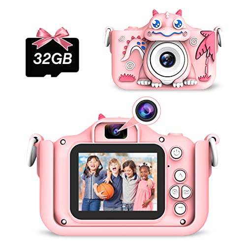 Kinder Kamera, 2.0”Display Digitalkamera 1080P HD 20MP Selfie Video Kamera, Anti-Drop Fotoapparat Dinosaurier Spielzeug für 3 4 5 6 8 7 9 10 Jahre Jungen Mädchen Weihnachten Geburtstag Geschenke von NEOVSUNY