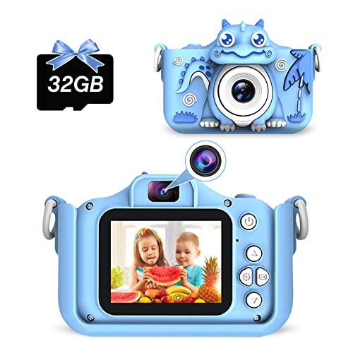 NEOVSUNY Kinderkamera, Kamera 1080P 20MP 2,0-Zoll-Bildschirm mit 32GB SD-Karte Selfie Digitalkamera Fotoapparat Kinder, Geburtstag Geschenke Spielzeug für 3 4 5 6 8 7 9 10 11 Jahre Jungen und mädchen von NEOVSUNY