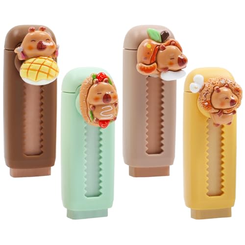 Capybara Einziehbare Radiergummis, 4 Stück, niedlicher Radiergummi, Push-Pull-Radiergummi, Lebensmittel-Capybara-Design, Radiergummi für Jungen, Mädchen, Studenten, Capybara, Schule, Bürobedarf Capybara Einziehbare Radiergummis, 4 Stück, niedlicher Radiergummi, Push-Pull-Radiergummi, Lebensmittel-Capybara-Design, Radiergummi für Jungen, Mädchen, Studenten, Capybara, Schule, Bürobedarf von NEPOG