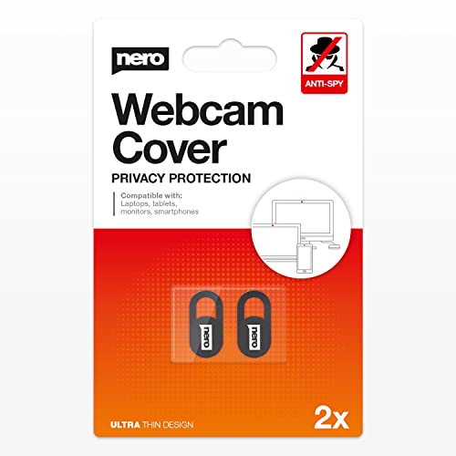 Nero Webcam Cover [Retail-Pack], Schwarze Abdeckung super dünn, für Handy, Smartphone, Tablet, Notebook, Laptop, PC, Computer, MAC (2 Stück) von Nero