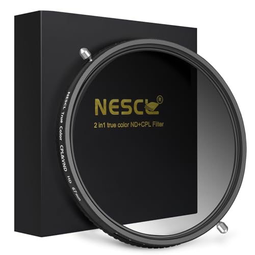 NESCL Nano-X PRO 67mm True Color Variable ND Filter ND2-32 (1-5 Stops) & CPL Filter Polfilter 2-in-1 Multifunktionaler Graufilter von NESCL