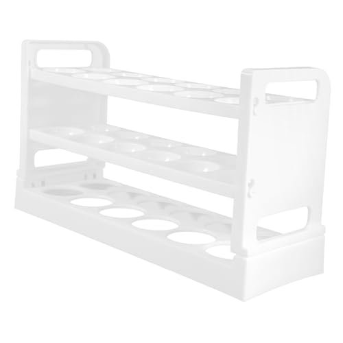 NESTINGHO Eierkarton aufbewahrungsdose storage boxes eier aufbewahrung Kühlschrank-Organizer kühlschrank organizer regalhalterung 3-lagiges Eierregal 3-lagiger Eierständer das Haustier Weiß von NESTINGHO