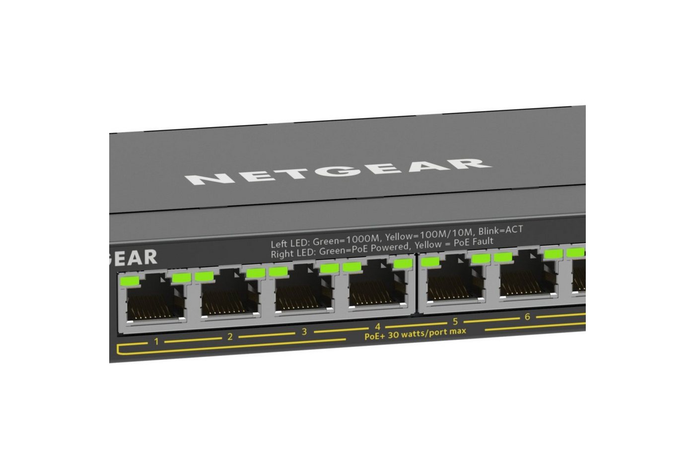 NETGEAR 8-Port Gigabit Ethernet High-Power PoE+ Plus Switch Netzwerk-Switch von NETGEAR