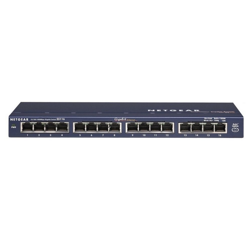 NETGEAR GS116GE 16-Port Gigabit Ethernet - Netzwerk Switch - blau Netzwerk-Switch von NETGEAR