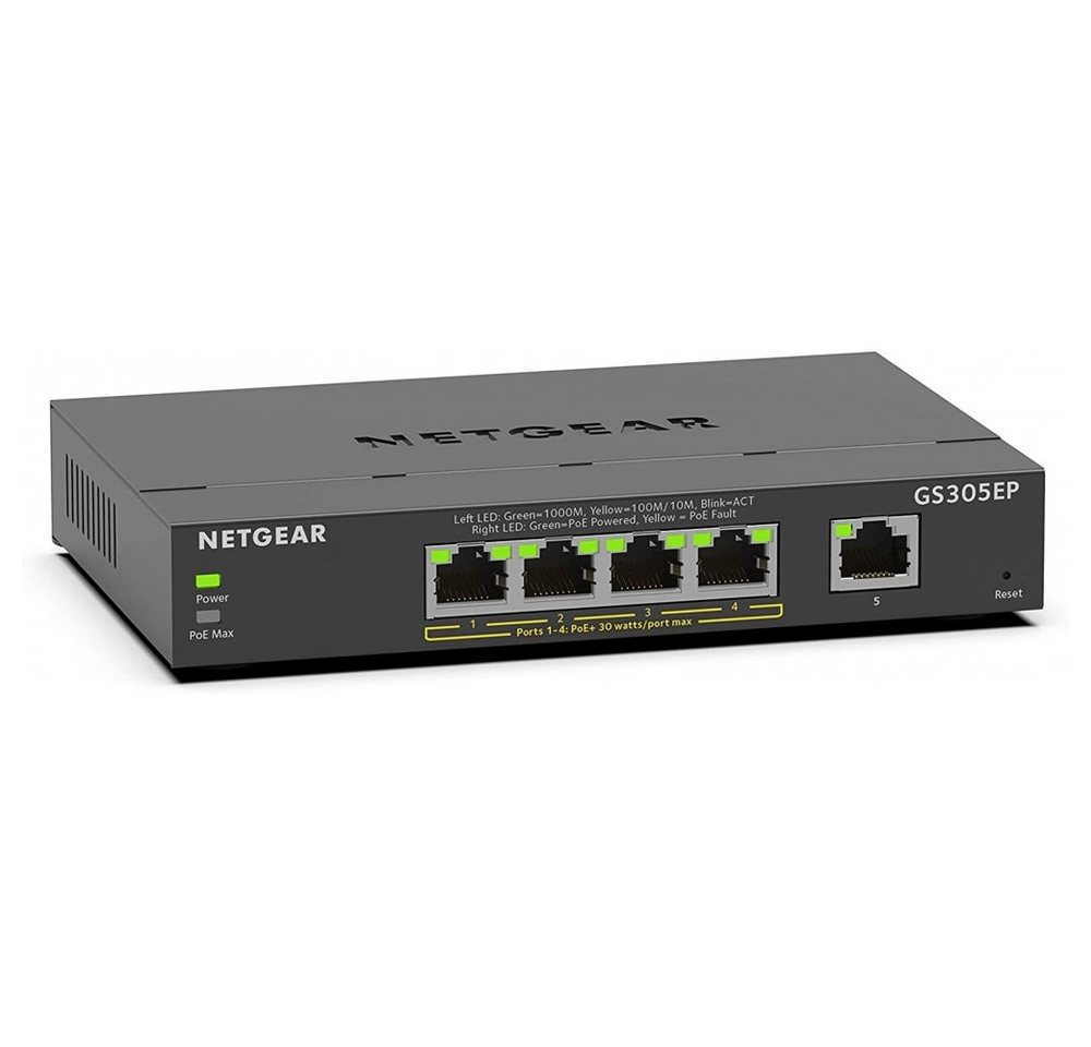 NETGEAR GS305EP 5-Port Gb Eth PoE+ Smart Mgd Plus Switch -Netzwerkswitch Netzwerk-Switch von NETGEAR