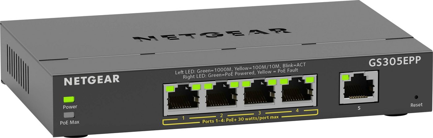 NETGEAR NETGEAR GS305EP 5-Port Gigabit Ethernet PoE+ Smart Managed Plus Switch Netzwerk-Switch von NETGEAR