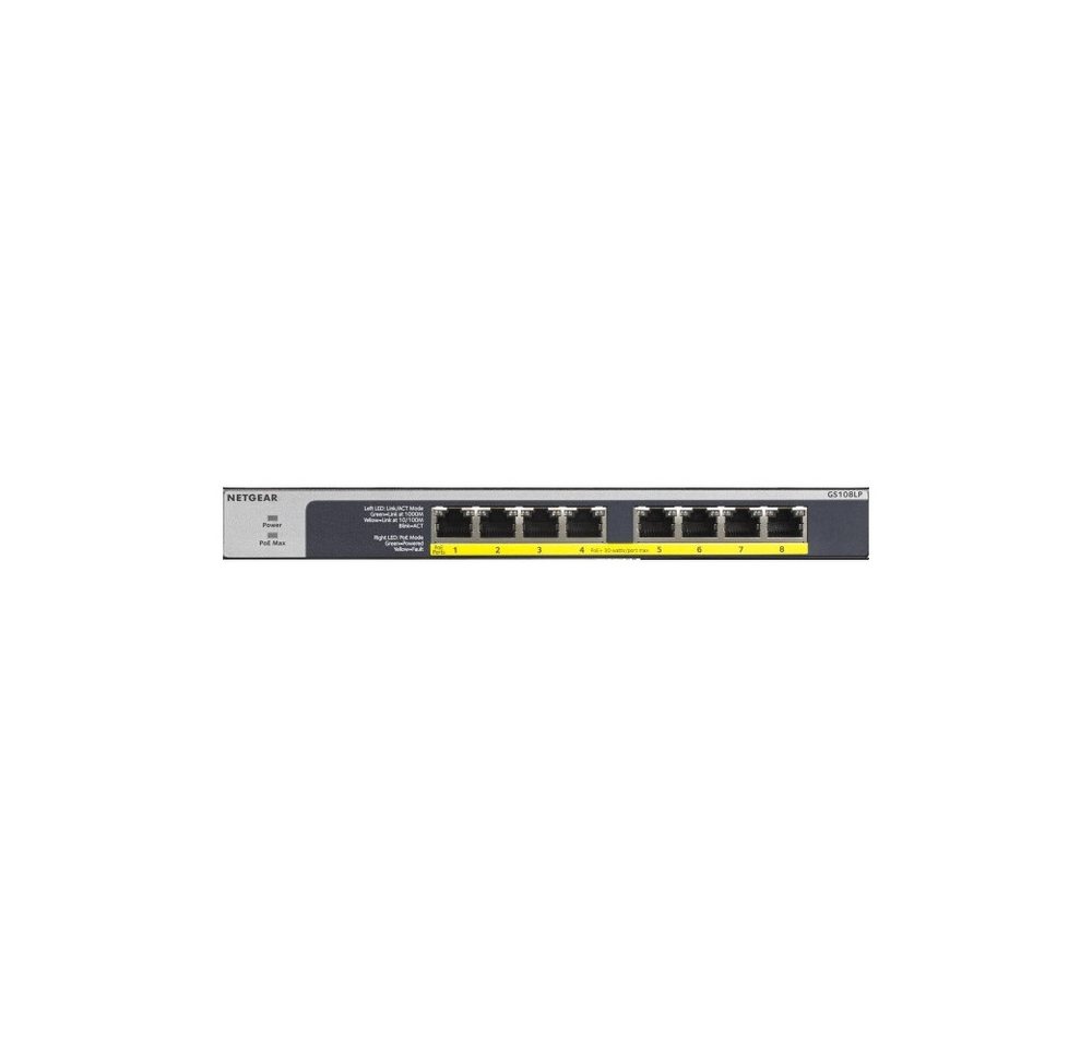NETGEAR NetGear GS108LP 8-Port Gigabit Ethernet Switch Netzwerk-Switch (FlexPoE für bis zu 130W Erweiterung) von NETGEAR