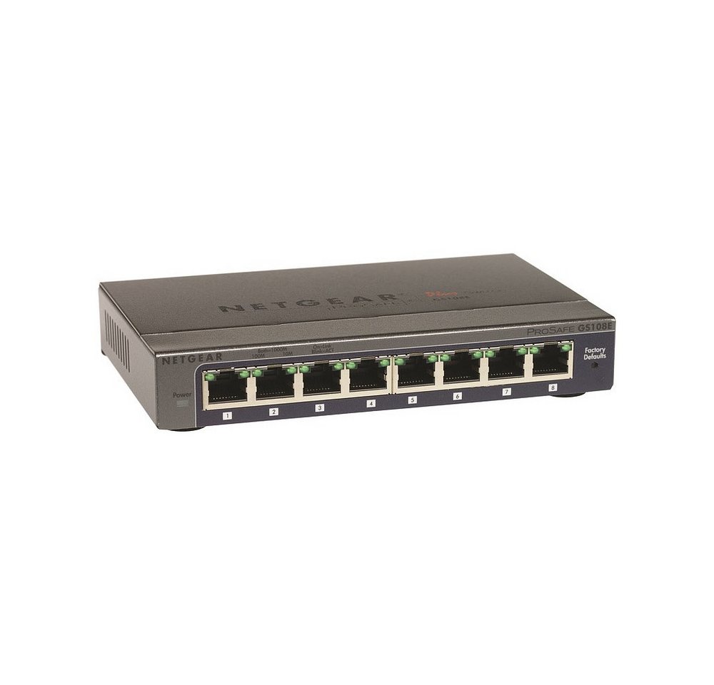 NETGEAR Netgear GS108GE 8-Port Gigabit Switch Netzwerkgerät Netzwerk-Switch (Geräuschloses, lüfterloses Design) von NETGEAR