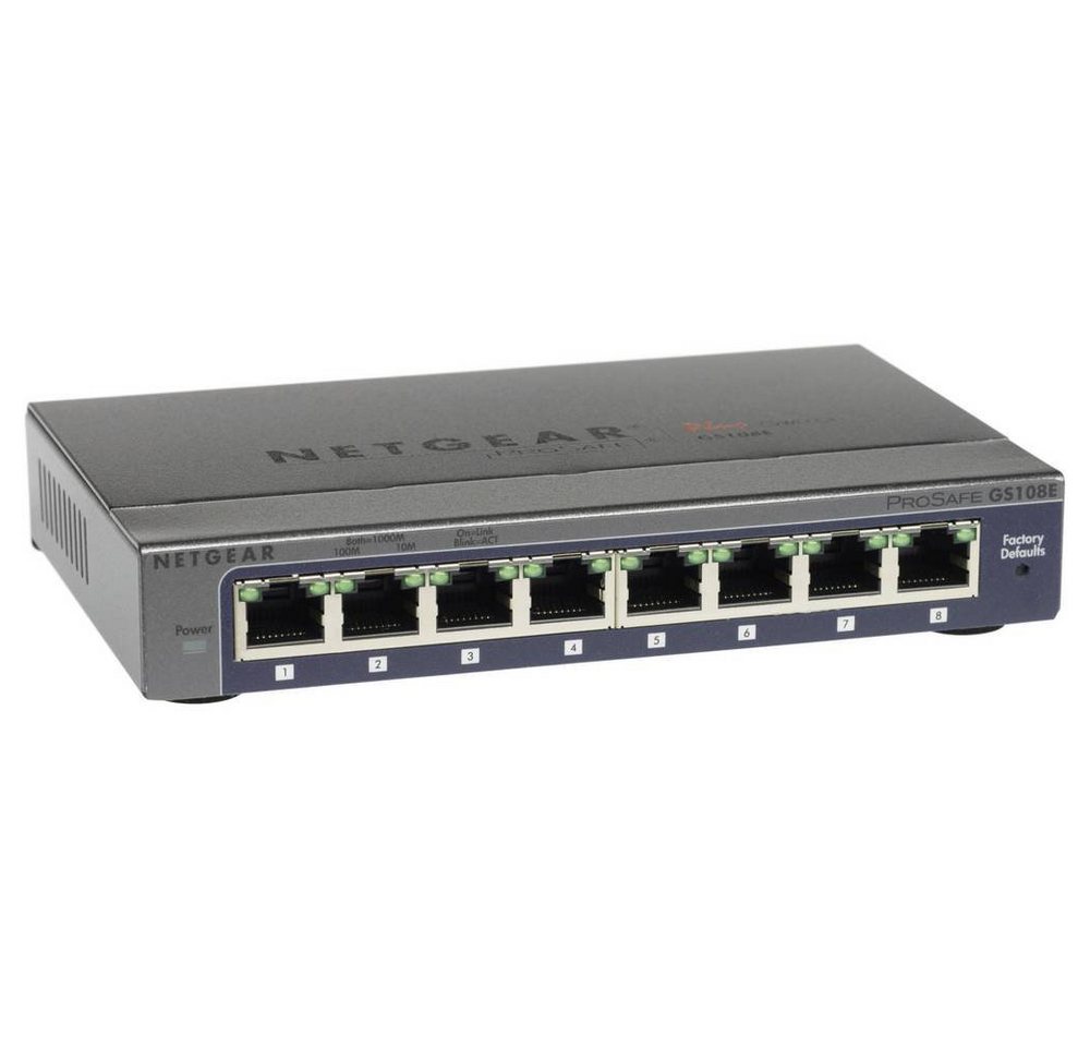 NETGEAR ProSAFE® Plus GS108E 8-Port Gigabit-Switch 1000 Netzwerk-Switch von NETGEAR