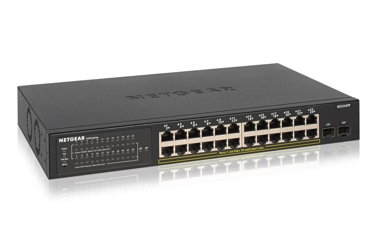 Netgear GS324TP 24-Port Gigabit Ethernet PoE+ Smart Managed Pro Switch mit 2 ... von NETGEAR