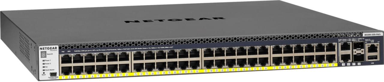 Netgear M4300-52G-PoE+ (GSM4352PB) 48-Port Gigabit PoE+ Stapelbarer Managed S... von NETGEAR