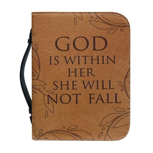 Bibelhülle für Damen, Leder, Leder, Gott ist in ihr, sie wird nicht fallen, schmutzabweisend, Bibeletui für Mädchen, mit Reißverschluss und Griff Bibelhülle für Damen, Leder, Leder, Gott ist in ihr, sie wird nicht fallen, schmutzabweisend, Bibeletui für Mädchen, mit Reißverschluss und Griff von NETILGEN