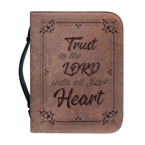 Bibelhülle für Damen, Leder, "Trust in The Lord with All Your Heart", schmutzabweisend, Bibeletui für Mädchen, mit Reißverschluss und Griff Bibelhülle für Damen, Leder, "Trust in The Lord with All Your Heart", schmutzabweisend, Bibeletui für Mädchen, mit Reißverschluss und Griff von NETILGEN