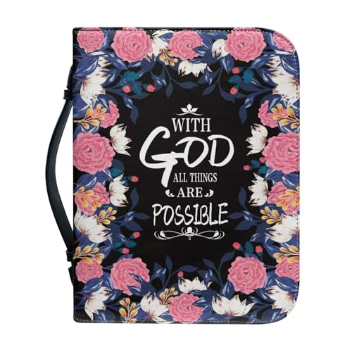 Bibelhülle für Männer und Frauen mit Gott All Things are Possible christlicher Reißverschluss, Bibeltasche mit Griff, Tragebuchhülle, Studium, Bibeltaschen Bibelhülle für Männer und Frauen mit Gott All Things are Possible christlicher Reißverschluss, Bibeltasche mit Griff, Tragebuchhülle, Studium, Bibeltaschen von NETILGEN