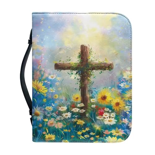 Bibelhülle mit Gänseblümchen-Motiv, für Damen, Herren, Mädchen, Leder, Lesezeichen, Bibelhülle, Tragebuch, Kirche, Handtasche Bibelhülle mit Gänseblümchen-Motiv, für Damen, Herren, Mädchen, Leder, Lesezeichen, Bibelhülle, Tragebuch, Kirche, Handtasche von NETILGEN