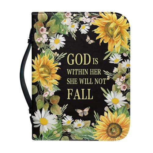 Bibelhülle mit Reißverschluss und Griff, mit Aufschrift "God is Within Her She Will Not Fall", groß, Leder, Persönlichkeit, Bibeltasche, Kirche, tragbar für Frauen und Mädchen Bibelhülle mit Reißverschluss und Griff, mit Aufschrift "God is Within Her She Will Not Fall", groß, Leder, Persönlichkeit, Bibeltasche, Kirche, tragbar für Frauen und Mädchen von NETILGEN