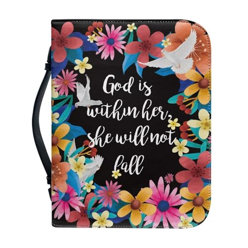 Flower God is Within Her She Will Not Fall-Bibelhülle für Damen, Herren, Mädchen, Leder, Lesezeichen, Bibelhülle, Tragebuch, Kirche, Handtasche Flower God is Within Her She Will Not Fall-Bibelhülle für Damen, Herren, Mädchen, Leder, Lesezeichen, Bibelhülle, Tragebuch, Kirche, Handtasche von NETILGEN